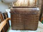 Vintage krokodillen leer tas., Sieraden, Tassen en Uiterlijk, Tassen | Damestassen, Ophalen, Gebruikt, Bruin, Handtas