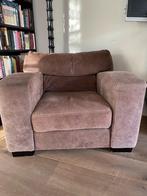 Prachtige fauteuil in donkerbruin zacht leer, Ophalen, Gebruikt, 100 tot 125 cm, Leer