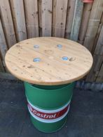 Statafel Oliedrum 110 cm hoog 80 cm doorsnede, Ophalen, Zo goed als nieuw