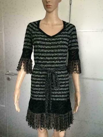F07 Superstar: maat S=36 jurk jurkje fijn-gebreid zwart/grij beschikbaar voor biedingen