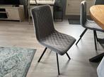 6 Industriële Eetkamerstoelen - Metaal & Velvet, Huis en Inrichting, Stoelen, Ophalen, Zo goed als nieuw, Metaal, Grijs