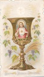 Prachtig oud devotieprentje Met Kelk en H. Hart, Ophalen of Verzenden, Zo goed als nieuw, Kaart of Prent, Christendom | Katholiek
