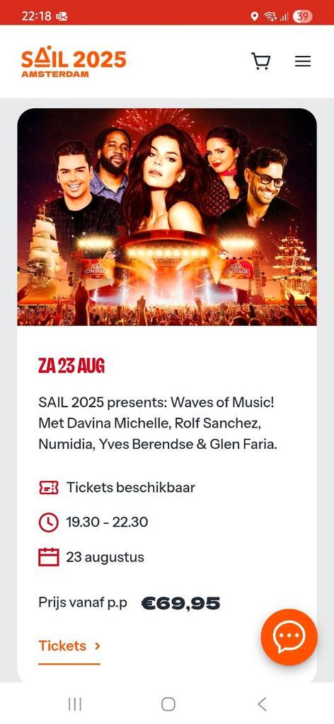 Ticket sail on stage, Tickets en Kaartjes, Concerten | Pop, Eén persoon
