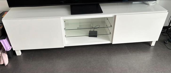 IKEA Besta TV Kast met Glasplaat, Huis en Inrichting, Kasten | Televisiemeubels, Gebruikt, Minder dan 100 cm, 150 tot 200 cm, 25 tot 50 cm