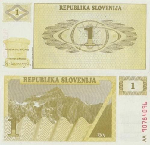 SLOVENIE 1990 1 toljar #1 UNC, Postzegels en Munten, Bankbiljetten | Europa | Niet-Eurobiljetten, Los biljet, Joegoslavië, Verzenden