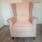 Prachtig oorfauteuil - NIEUW gestoffeerd met poederoze teddy, Huis en Inrichting, Fauteuils, Ophalen, Nieuw, 50 tot 75 cm