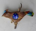 Vintage Chinese Sterling Silver Gilt & Enamel Bird Brooch, Verzenden, Zilver, Broche, Verguld