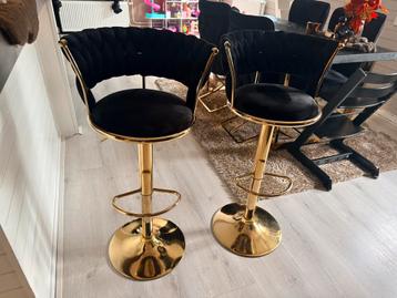 2 Nieuwe Luxe Barkrukken - Zwart/Goud beschikbaar voor biedingen