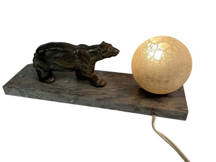 Franse Art Deco bureaulamp lamp bruine beer ijsbeer # 9823, Antiek en Kunst, Antiek | Lampen, Ophalen of Verzenden