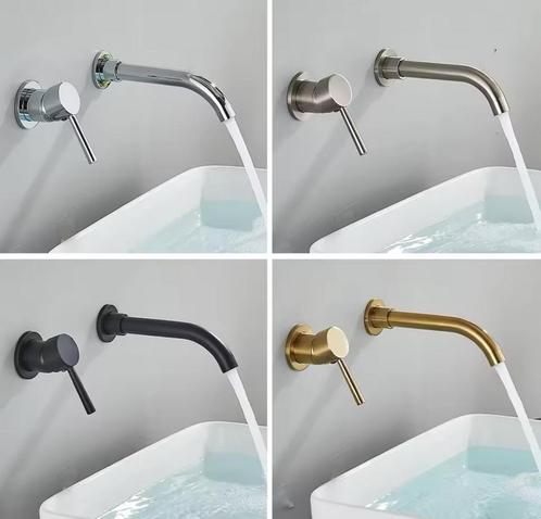Inbouw kraan uitloop 21cm mat zwart & goud, Doe-het-zelf en Verbouw, Sanitair, Nieuw, Kraan, Ophalen of Verzenden