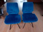 2 velours stoelen, Blauw, Ophalen of Verzenden, Zo goed als nieuw