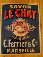 Vintage Le Chat metalen Reclamebord, Verzamelen, Merken en Reclamevoorwerpen, Ophalen of Verzenden, Gebruikt, Reclamebord