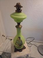 Antieke groene olielamp met Napoleon afbeelding, Antiek en Kunst, Ophalen