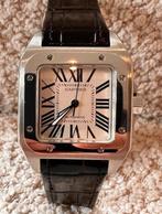 Cartier santos 100 35mm, Sieraden, Tassen en Uiterlijk, Horloges | Heren, Overige merken, Leer, Staal, Verzenden