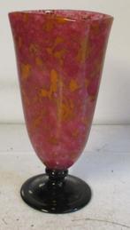 art deco roze en oranje glaspasta vaas Schneider 22, Antiek en Kunst, Antiek | Glas en Kristal, Verzenden