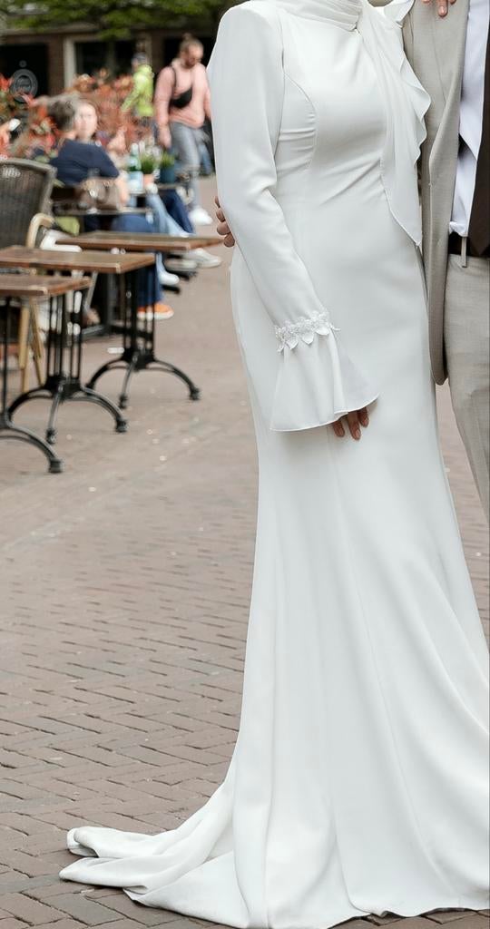 Elegante bruidsjurk / nikahlik maat 36/38 stretch, Ophalen of Verzenden, Zo goed als nieuw, Wit, Trouwjurk