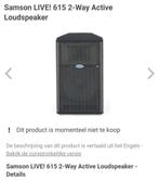 Samson Live 615 Actieve Luidsprekers 2 stuks met kabels, Ophalen, Zo goed als nieuw, 500 tot 1000 watt, Overige typen