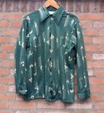 REAL VINTAGE 70's Donker groene blouse Geometrische print L, Ophalen of Verzenden, Gedragen, Groen, Vintage
