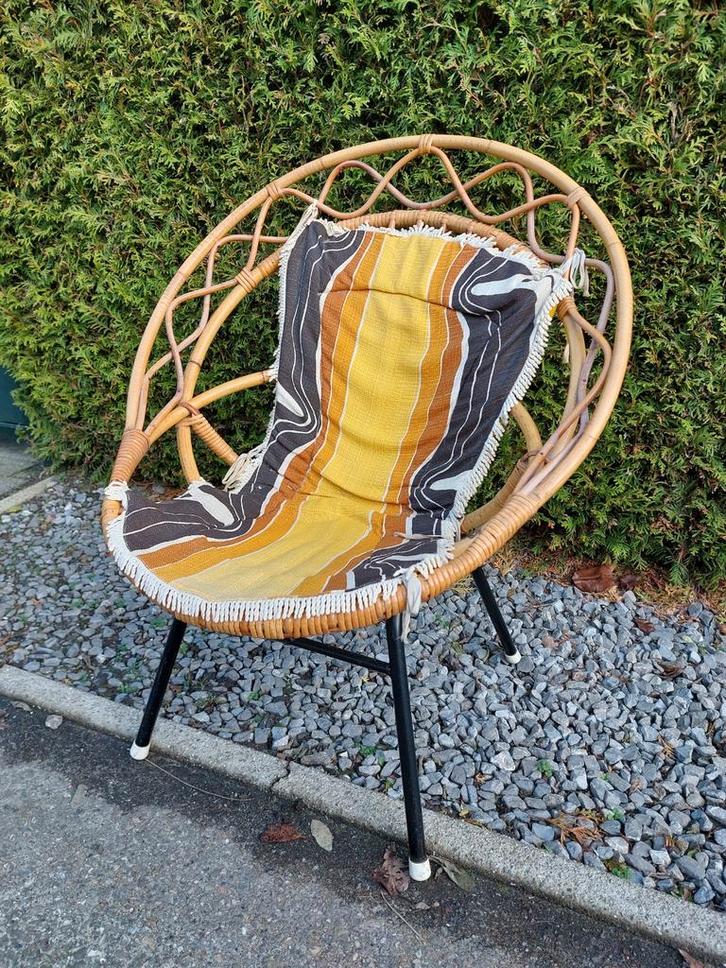 Vintage rotan kinderstoel, Huis en Inrichting, Stoelen, Gebruikt, Eén, Riet of Rotan, Bruin, Ophalen