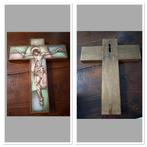 Wandkruis Christus Litho steen in hout, Antiek en Kunst, Verzenden
