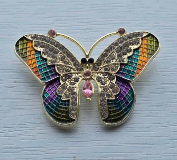 Mooie vlinder broche met strass beschikbaar voor biedingen