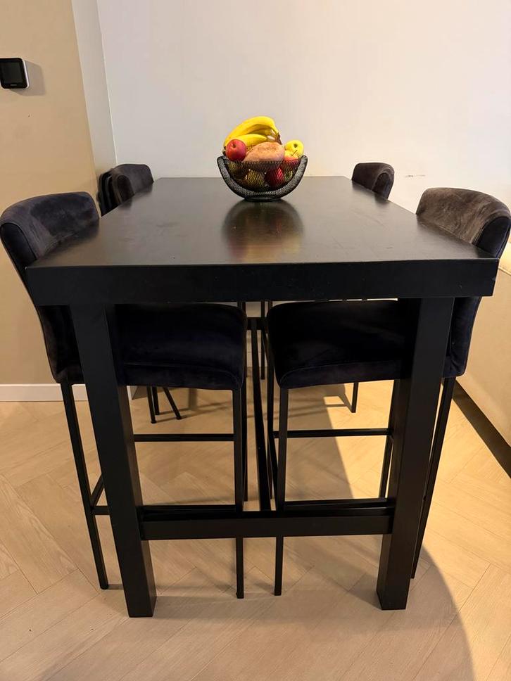 Bartafel + 4 stoelen, Huis en Inrichting, Tafels | Eettafels, Gebruikt, 100 tot 150 cm, 150 tot 200 cm, Vier personen, Rechthoekig