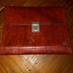 Vintage AMIET Zwitserland leren herenhandtas organizer, Ophalen of Verzenden, Bruin, Leer