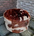 Koeienhuid poef hocker voetenbank zitkruk zeer mooie staat , Ophalen, Overige materialen, Gebruikt, Vintage modern design
