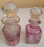 2 Antieke rose kristal parfumflesjes, Antiek en Kunst, Antiek | Glas en Kristal, Ophalen of Verzenden