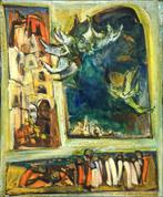 644. Olieverfschilderij, midden 20e eeuw – expressionistisch, Antiek en Kunst, Ophalen of Verzenden