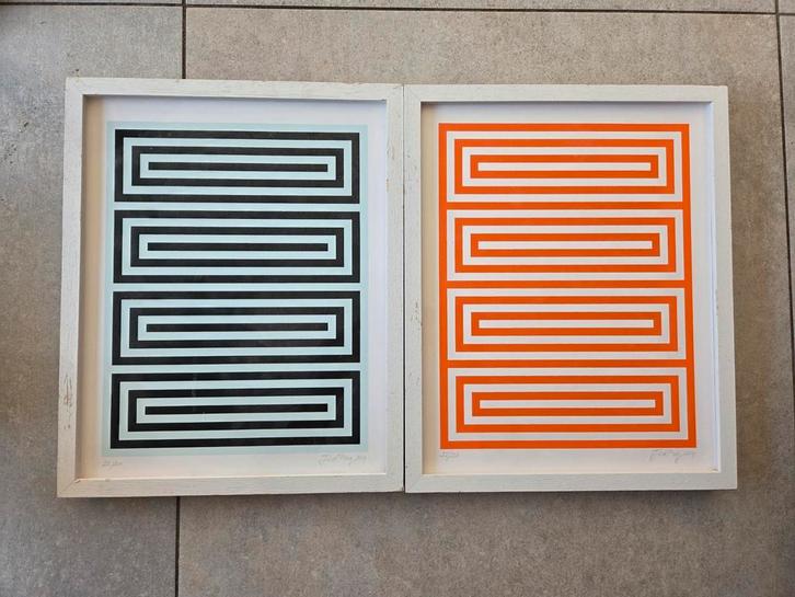 Moderne kunst - Jan van der Ploeg - 2 zeefdrukken 22 van 200, Antiek en Kunst, Kunst | Litho's en Zeefdrukken, Ophalen of Verzenden