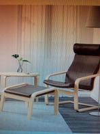 Leren Relaxstoel met voeten bankje., Ophalen, Gebruikt, 50 tot 75 cm, Hout