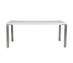 eettafel 18090 cm met RVS poten Hoogglans wit/RVS, Ophalen, 50 tot 100 cm, Zo goed als nieuw, Vijf personen of meer