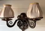 Smeedijzeren wandlamp, met 2 kapjes, vintage, Antiek en Kunst, Antiek | Lampen, Ophalen of Verzenden