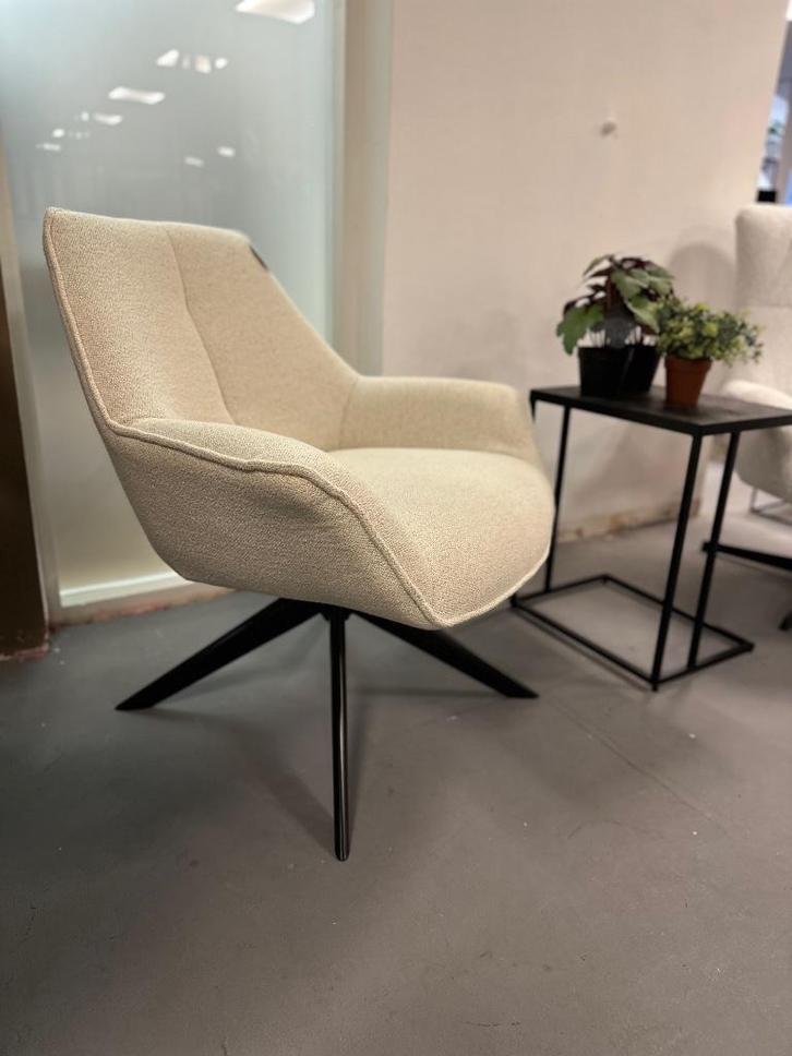 fauteuil draaibaar - fauteui ecru - draaibare fauteuil beige, Huis en Inrichting, Fauteuils, Nieuw, Stof, 50 tot 75 cm, 75 tot 100 cm