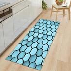 Blauw Zwart Geometrisch Vloerkleed / Mat Kleed Tapijt Nordic, 100 tot 150 cm, Verzenden, Nieuw, Blauw