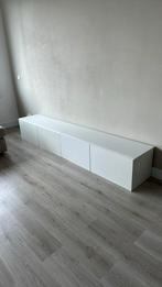 Besta tv meubel wit hoogglans met glasplaat, Huis en Inrichting, 25 tot 50 cm, 200 cm of meer, Ophalen of Verzenden, Zo goed als nieuw