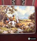 Oude koekblik antieke schilderij jagen - blik verzameling