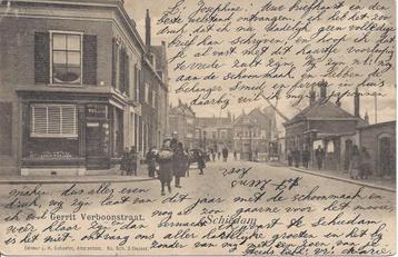 Schiedam, Gerrit Verboonstraat, Molen, veel Volk, gel. 1903 beschikbaar voor biedingen