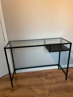 Laptop tafel, zwart-bruin , glas, 100x36 cm, Huis en Inrichting, Tafels | Sidetables, Ophalen, 50 tot 100 cm, Glas, Zo goed als nieuw