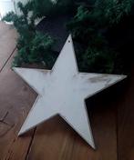 Brocante houten ster met opgeschuurde randjes en stukjes, Diversen, Kerst, Ophalen of Verzenden, Zo goed als nieuw