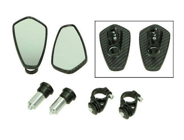 Spiegelset Bar-End CNC Ovaal Carbon Piaggio/Vespa NIEUW, Motoren, Tuning en Styling, Ophalen of Verzenden