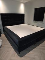 Zwart stoffen bed 180x200 + nachtkastjes, Ophalen, Gebruikt, Zwart, Tweepersoons