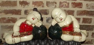 set houten beelden boeddha beeldjes Chinese beeldjes   beschikbaar voor biedingen