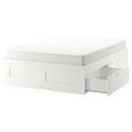 Ikea BRIMNES bed 140x200, Huis en Inrichting, Ophalen, Verstelbaar, Wit, Tweepersoons