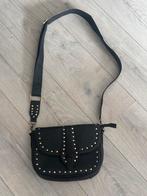 Manfield leren handtas met gouden studs, Ophalen of Verzenden, Zo goed als nieuw, Zwart, Handtas