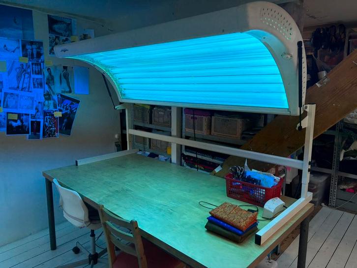 Enkelkaps Zonnebank Ruby Harpo, Witgoed en Apparatuur, Zonnebanken en Gezichtsbruiners, Gebruikt, Zonnebank enkelzijdig, 10 tot 15 lampen