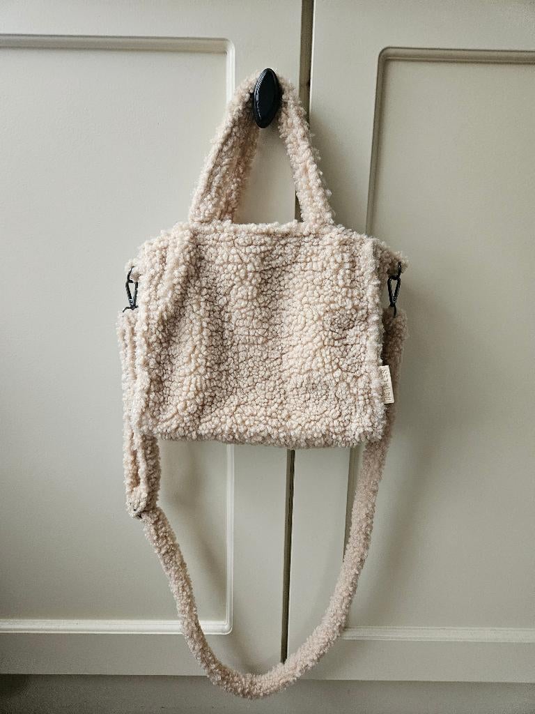 Damestas handtas tasje met hengsel wol beige bijna nieuw, Ophalen of Verzenden, Zo goed als nieuw, Beige, Handtas