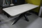 Mooie eettafel metaal & melamine grijs houtlook 210 x 95 cm