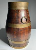 Antieke paraplubak van eiken houten vat met messing., Minder dan 50 cm, Overige materialen, Ophalen of Verzenden, Zo goed als nieuw